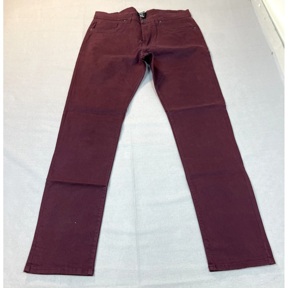 Forever 21 Jeans Men 30 Denim Maroon 32x29.5 Straight‎ leg Stretch
